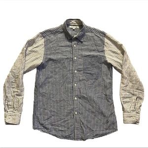 JW Anderson x UNIQLO Flannel Plaid Shirt Blue Patchwork Stripes Sz M